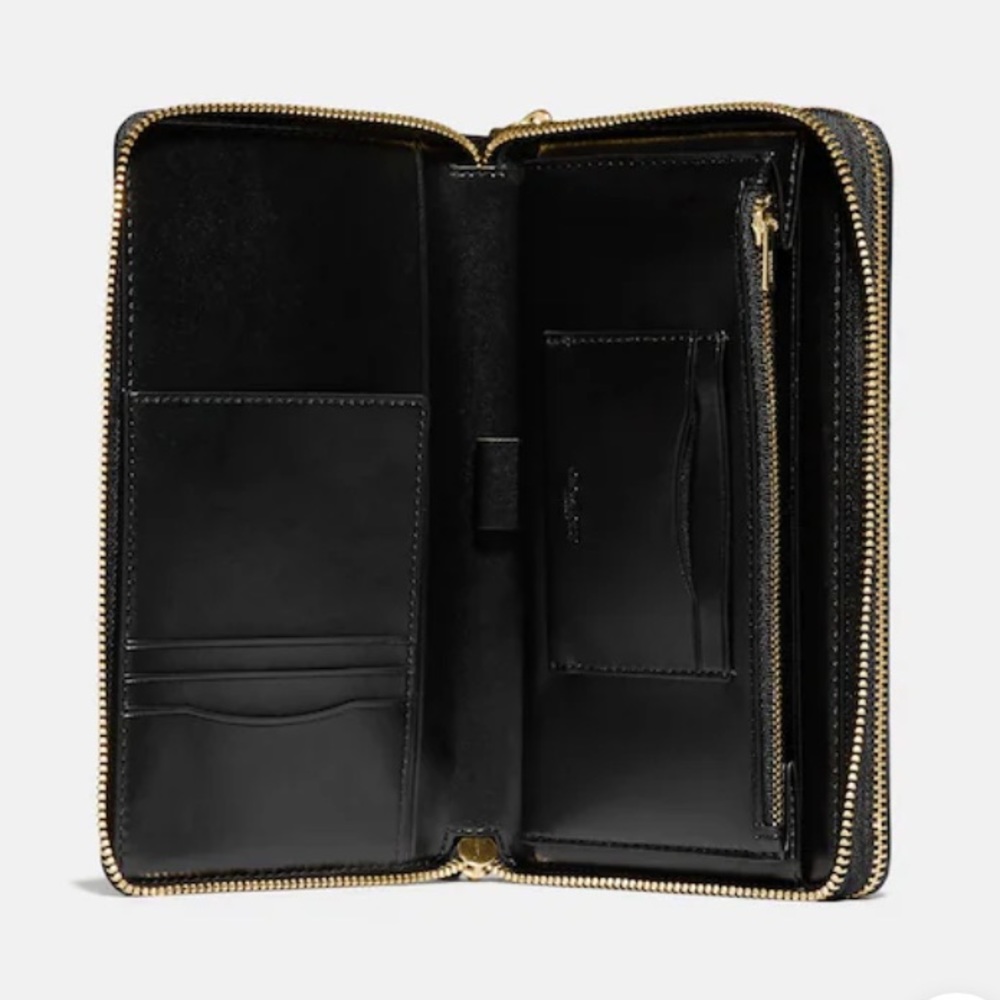 coach Double Zip Travel Wallet In Signature Canvas F23552 Brown and Black - Picture 3 of 15